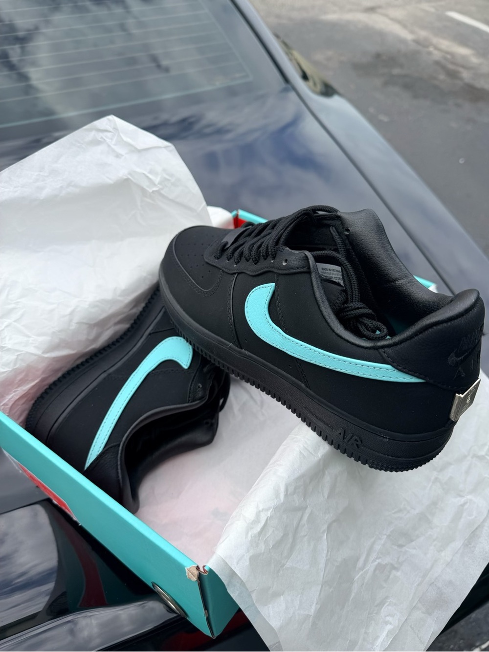Nike Black Sneakers with Turquoise Swoosh